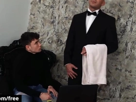 (simon best) rides his butler's (denny chris) hard dick until he unloads on his face - bromo